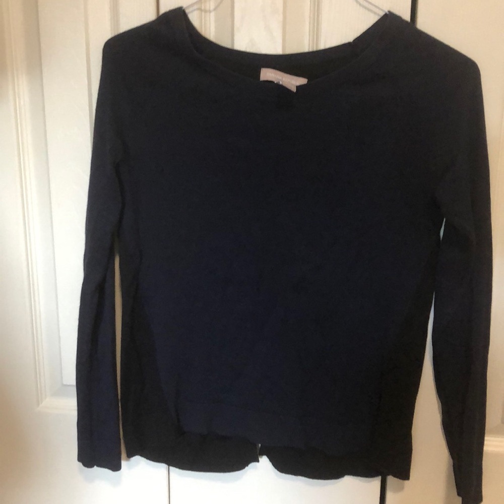 Cotton viscose light weight long sleeve sweater navy blue